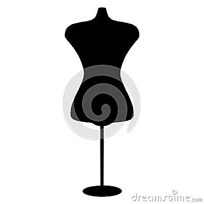 Man Black Mannequin Fashion illustration.Sewing manikin line icon Tailor doll body dress form Cartoon Illustration